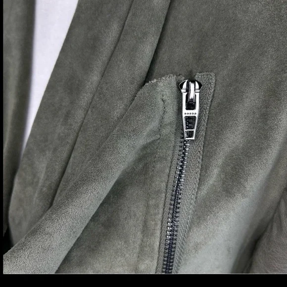 NEW Anthropologie Blank NYC Medium Draped Moto Jacket Vegan Suede Asymmetrical - Picture 10 of 16